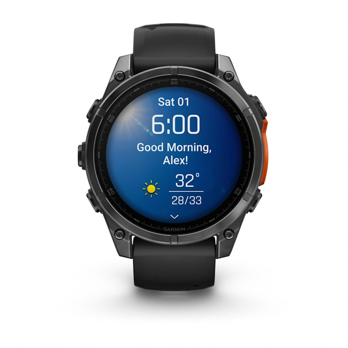 FENIX 8 - 47 ММ, AMOLED серый, черный силиконовый ремешок