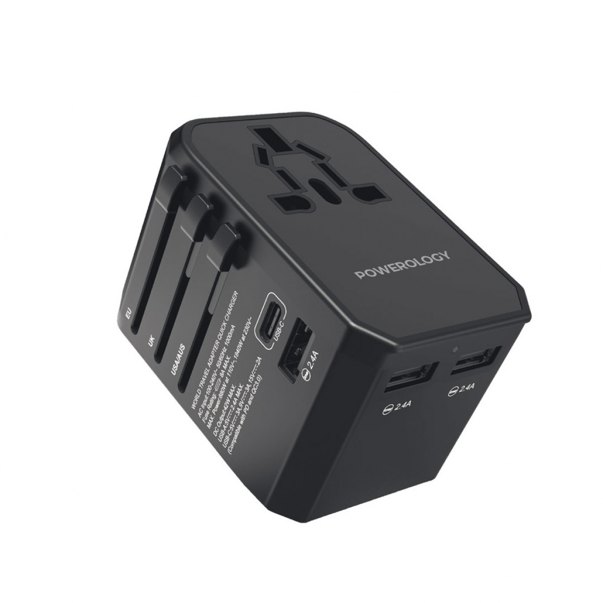 Адаптер Powerology 3-порта USB-A, 45ВТ