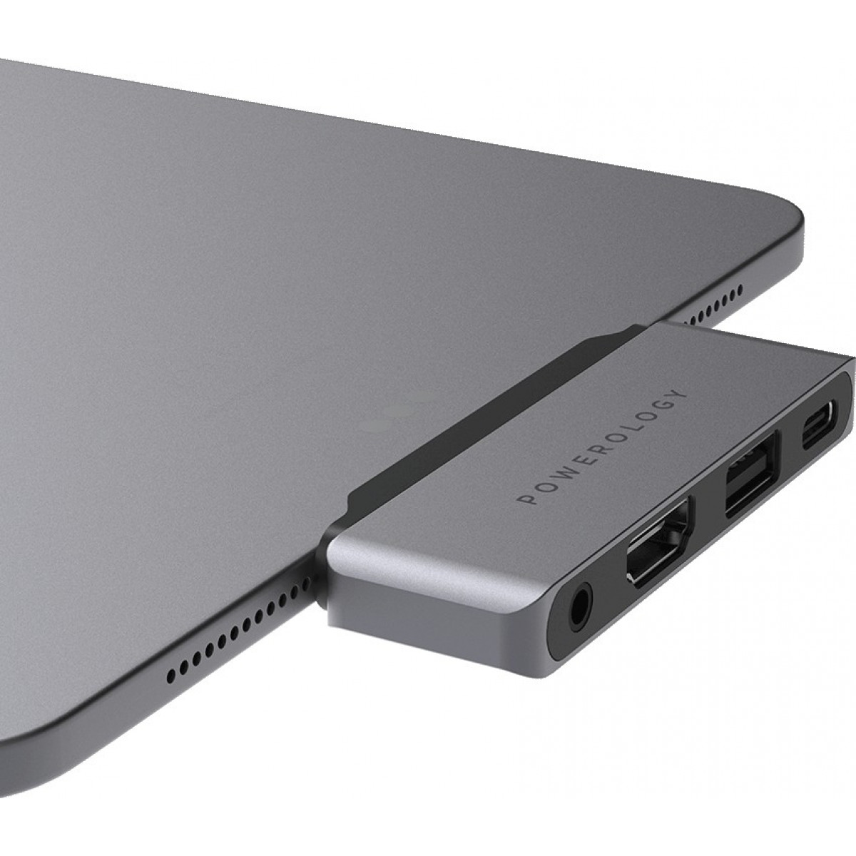 Powerology 4-in-1 USB C Hub Grey