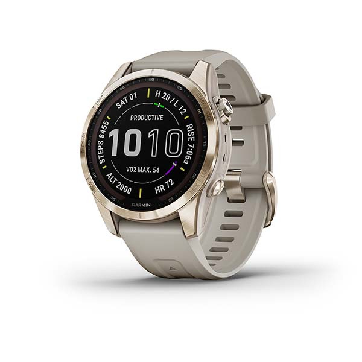 Garmin Fenix 7S Sapphire Solar Cream Gold Ti Light Sand Band