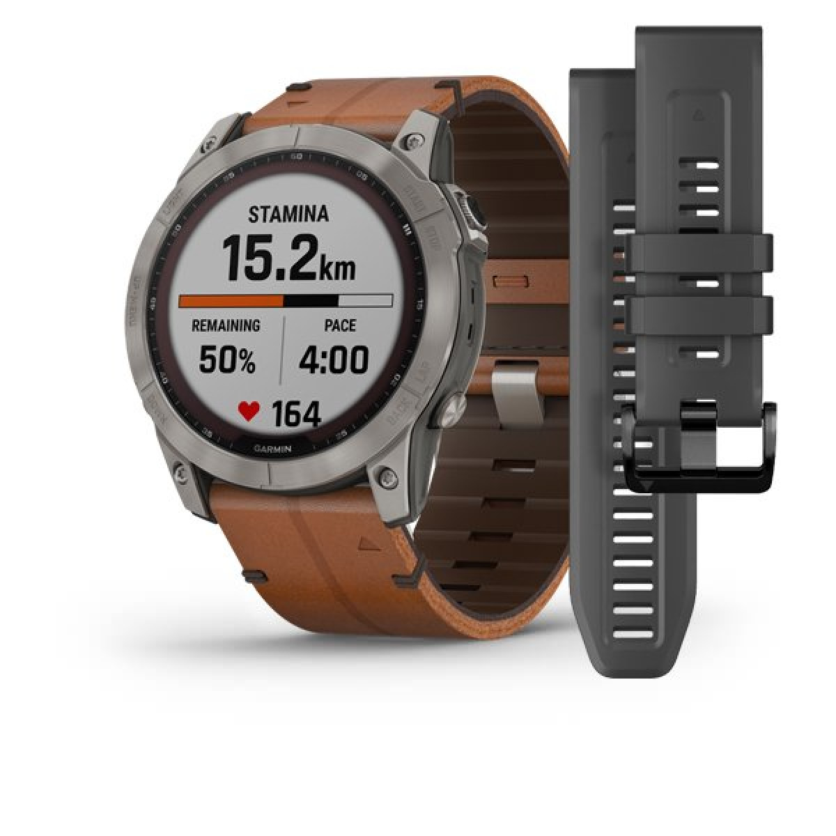 Garmin Fenix 7X Sapphire Solar Titanium Chestnut Leather