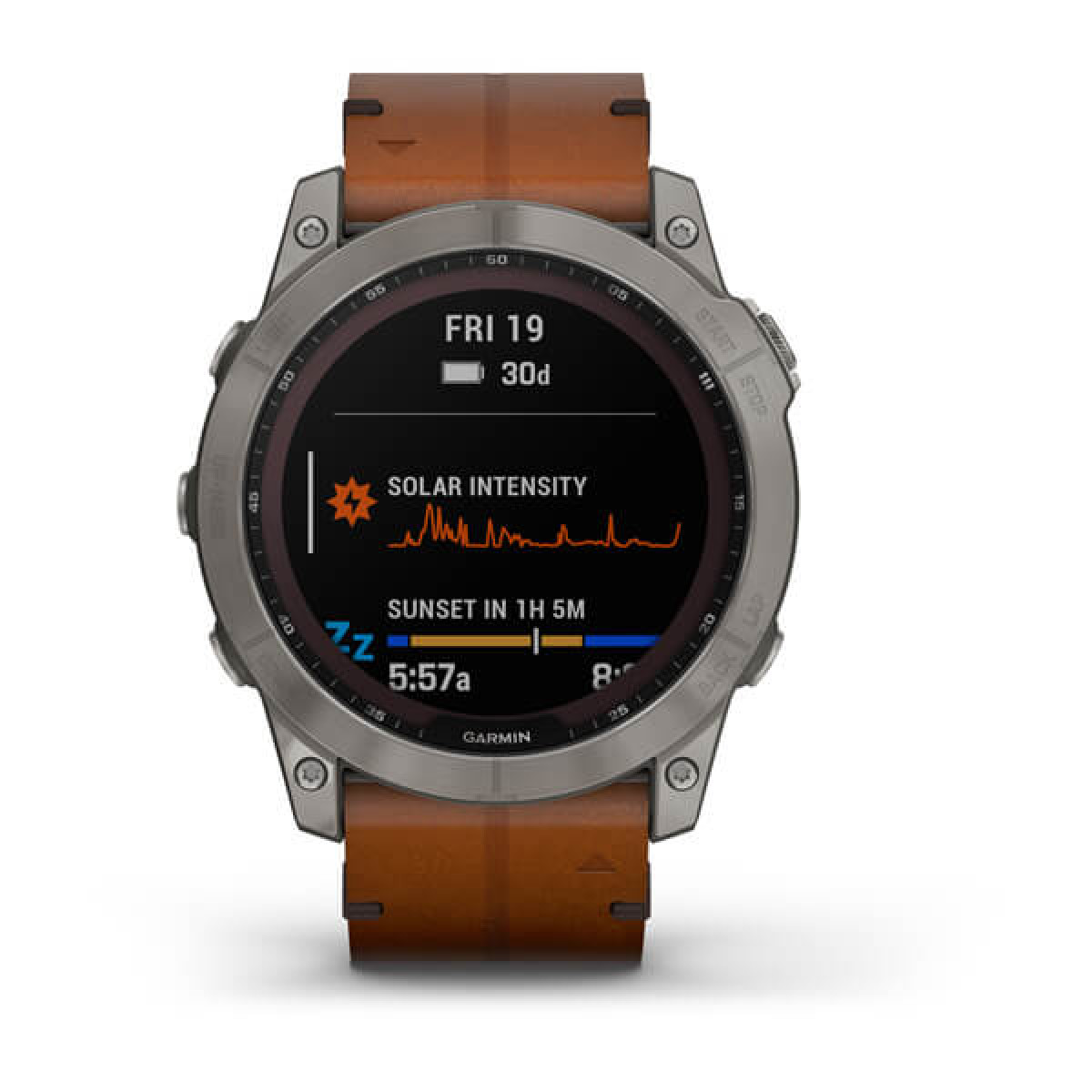 Garmin Fenix 7X Sapphire Solar Titanium Chestnut Leather