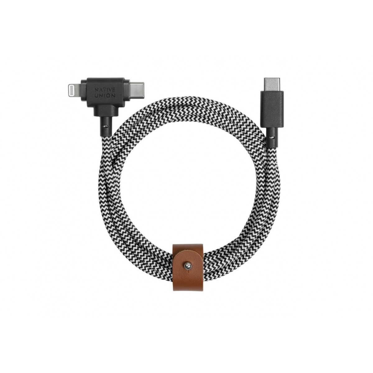 Универсальный кабель Native Union Belt Lightning/USB-C, 1.8 м, Зебра